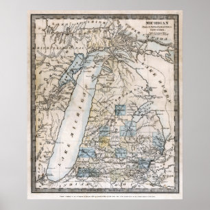 PÔSTER MAPA DO TERRITÓRIO MICHIGAN 1831