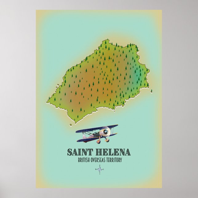 Poster Mapa do Território Ultramarino Britânico da santo  (Frente)