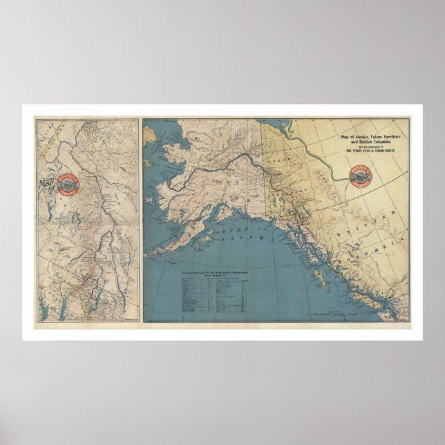 Poster Mapa do território Yukon no Alasca em 1904 (Frente)