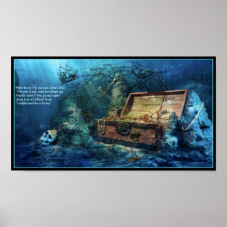 Pôster Mapa do tesouro de Kauai, Havaí