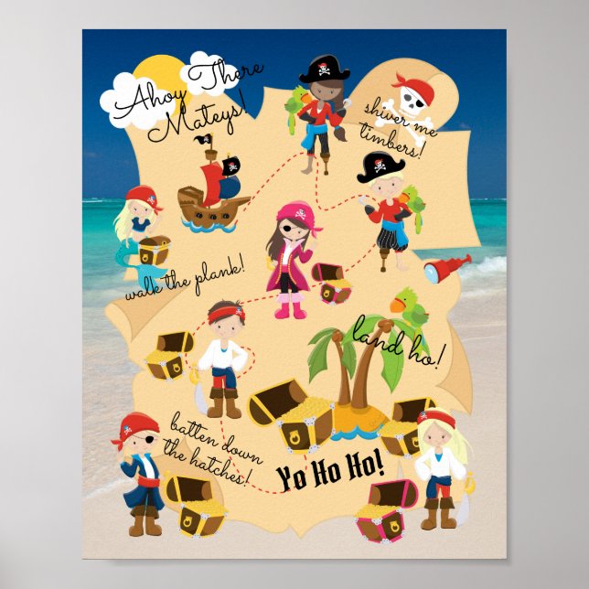 Poster Mapa do Tesouro Pirata Personalizado Foto Divertid (Frente)