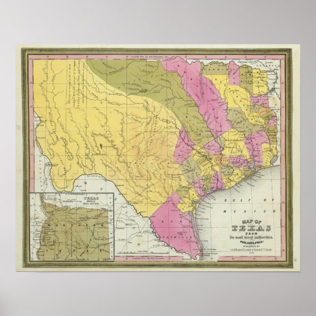 Pôster Mapa Do Texas (Frente)