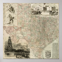 Mapa do Texas com o County Borders