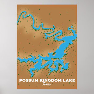 Poster Mapa do Texas no Reino de Possum