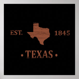 Poster Mapa do Texas, o estado da estrela solitária