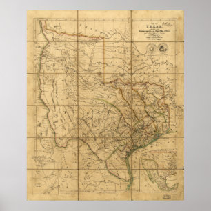 Poster Mapa do Texas por John Arrowsmith (1841)