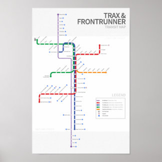 Poster Mapa do trânsito ferroviário de Utah