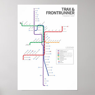 Poster Mapa do trânsito ferroviário de Utah