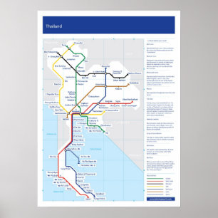 Pôster Mapa do tubo de Tailândia