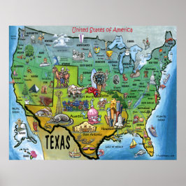 Pôster Mapa do TX USA