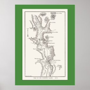 Pôster Mapa do vale de Yosemite desde 1876