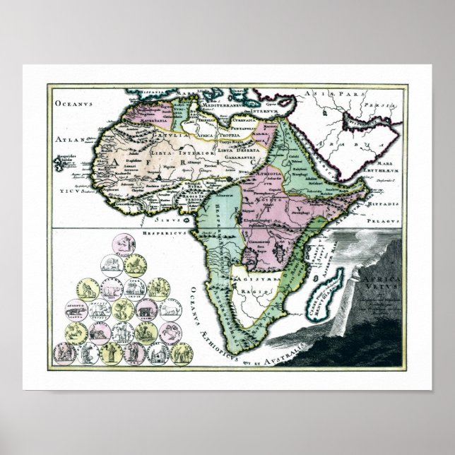 Pôster Mapa do Vetus 1720 na África (Frente)
