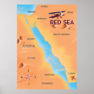 Poster Mapa do Viagem do Mar Vermelho