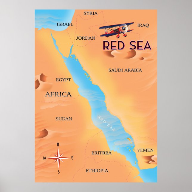 Poster Mapa do Viagem do Mar Vermelho (Frente)