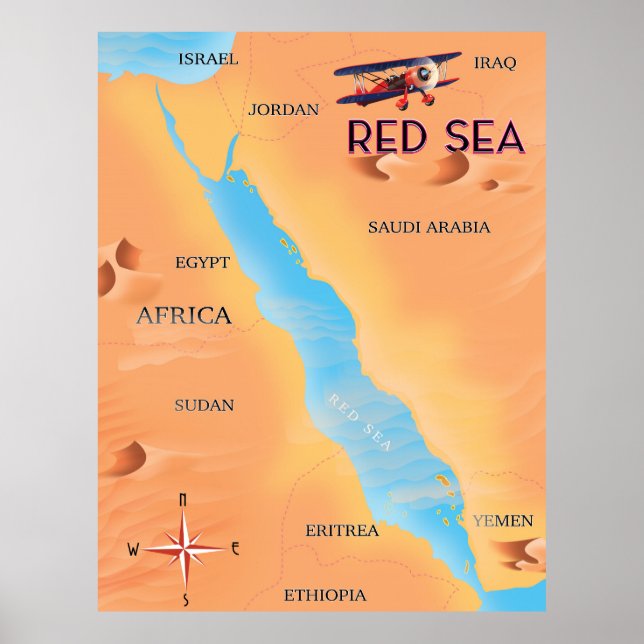 Poster Mapa do Viagem do Mar Vermelho (Frente)