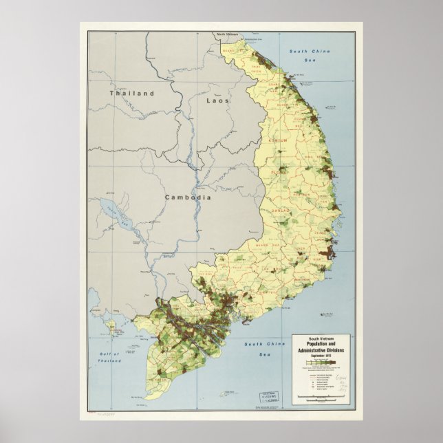 Poster Mapa do Vietnã do Sul setembro de 1972 (Frente)