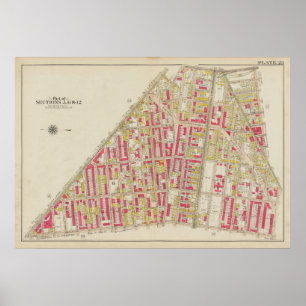 Poster Mapa do Vintage Brooklyn George Washington Broml