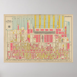 Poster Mapa do Vintage Brooklyn George Washington Broml