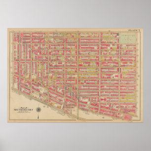 Poster Mapa do Vintage Brooklyn George Washington Broml