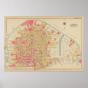 Poster Mapa do Vintage Brooklyn George Washington Broml