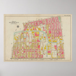Poster Mapa do Vintage Brooklyn George Washington Broml