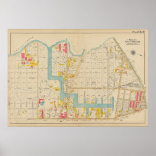 Poster Mapa do Vintage Brooklyn George Washington Broml