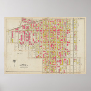 Poster Mapa do Vintage Brooklyn George Washington Broml