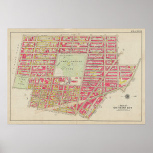 Poster Mapa do Vintage Brooklyn George Washington Broml