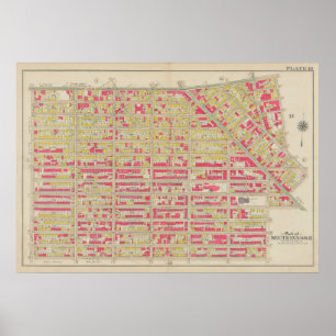 Poster Mapa do Vintage Brooklyn George Washington Broml