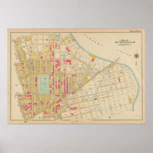 Poster Mapa do Vintage Brooklyn George Washington Broml