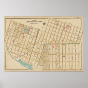 Poster Mapa do Vintage Brooklyn George Washington Broml