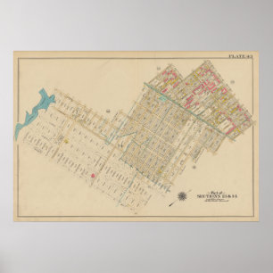 Poster Mapa do Vintage Brooklyn George Washington Broml