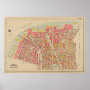 Poster Mapa do Vintage Brooklyn George Washington Broml