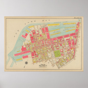 Poster Mapa do Vintage Brooklyn George Washington Broml