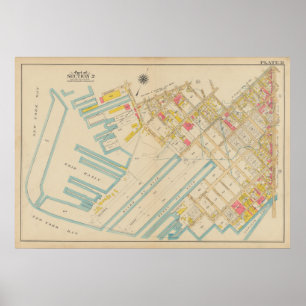 Poster Mapa do Vintage Brooklyn George Washington Broml