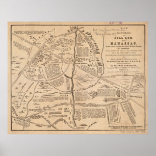 Poster Mapa do vintage da batalha do funcionamento de