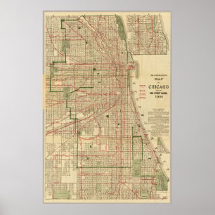 Pôster Mapa do vintage da Chicago Estrada de ferro (1906)