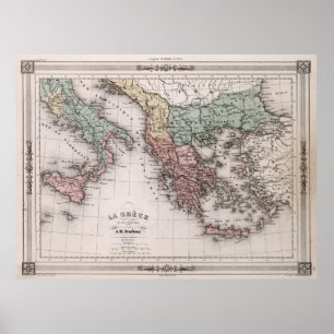Pôster Mapa do vintage da piscina e da Italia (1852)