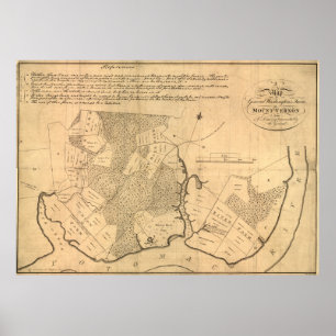Poster Mapa do vintage da plantação de Mount Vernon