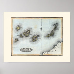 Pôster Mapa do vintage das Ilhas Canárias