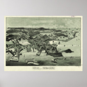 Poster Mapa do vintage das MÃES de Falmouth do furo das