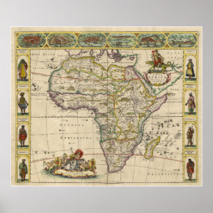 Poster Mapa do vintage de África (1660)
