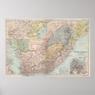 Pôster Mapa do vintage de África do Sul (1892)