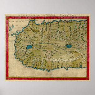 Poster Mapa do vintage de África ocidental (1561)