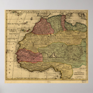 Pôster Mapa do vintage de África ocidental (1742)