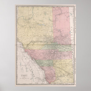 Poster Mapa do vintage de Alberta Canadá (1912)