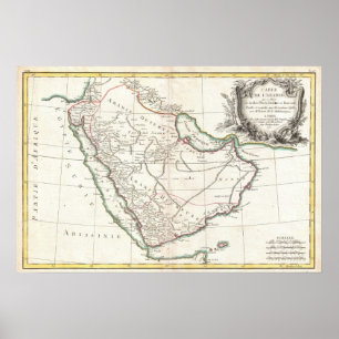 Poster Mapa do vintage de Arábia Saudita (1771)