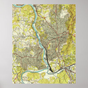 Pôster Mapa do vintage de Asheville North Carolina (1943)