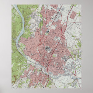 Poster Mapa do vintage de Austin Texas (1955)