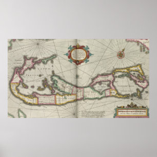 Pôster Mapa do vintage de Bermuda (1638)